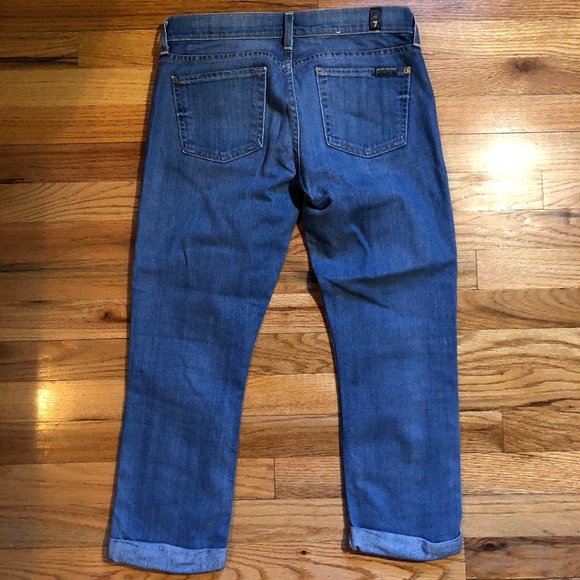 7 FOR ALL MANKIND SKINNY CROP ROLL CAPRI JEANS 25 - Picture 4 of 7